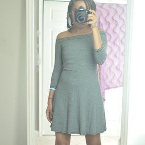 Striped Off the Shoulder  Dress